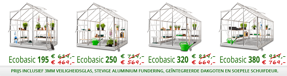 Tuinkassen met glas of polycarbonaat