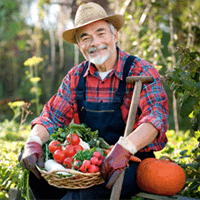 Mascotte Tuinkassenwinkel Man met tomaten